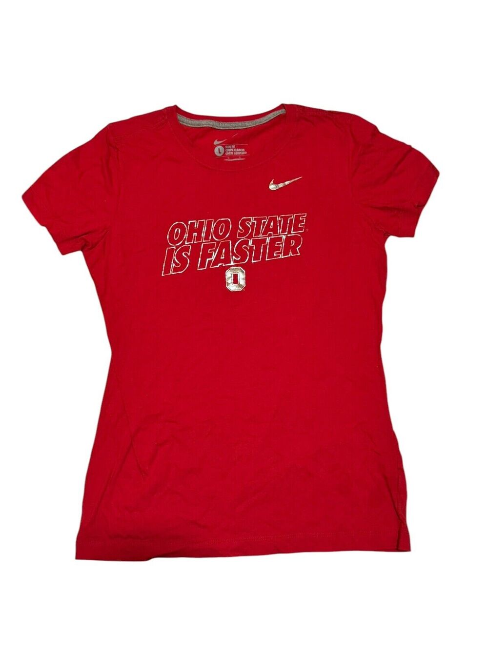 Nike Woman’s Slim Fit Ohio State University Is Faster Red T Shirt Large